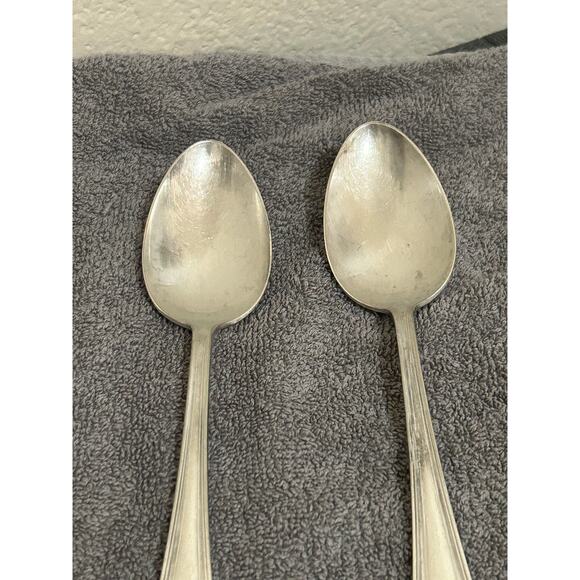 Antique 1914 WM Rogers Silverplate Serving Spoons Vintage Floral Design Silver - Picture 4 of 8